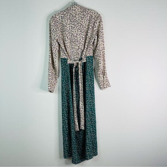 Daisy Street green cream pink floral cottagecore cutout button maxi dress small - Picture 5 of 10